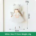 Christmas angel doll pendant white deer antler plush girl ornament cute tree decoration - White