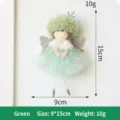 Christmas angel doll pendant with green tulle skirt, cute holiday tree hanging decor 9x15cm - Green
