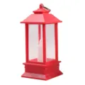 Red small square decorative lantern with electronic candle, perfect for holiday home decor. - Red