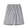 Comfortable gray cotton casual shorts for kids, perfect for summer daily wear and sports. - 120cm / Bottoms / Heather Grey