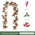 Christmas holly berry garland artificial vine holiday party home decoration 175cm length - Christmas Red Berry Garland - White Edge