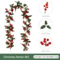 Artificial Christmas Garland Red Berry Holly Vine Festive Home Wall Hanging Decoration - Christmas Red Berry Garland - Green