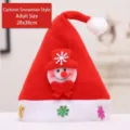 Rode kerstpluche muts met schattig sneeuwpop-ontwerp en witte pompon voor feestje 28x38cm - Standaard cartoon kop (Sneeuwpop voor volwassenen)
