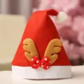Kinderen kerstmuts met schattig rendiergewei en rode strik voor gezellige kerstfeesten. - Strik Bruin Gewei Muts (Kinderen)