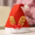 Rode kerstman muts pluche kersthoed met schattig rendiergewei en strik voor feestdagen party - Strik Bruin Gewei Muts (Volwassenen)