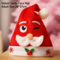 Fluwelen Kerstman muts voor volwassenen, feestelijke feestkleding rode kerstmuts. - Fluwelen Kerstman Gezicht Muts (Volwassenen)
