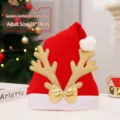 Rode kerstmuts met gouden glitter rendiergewei en strik, feestelijke decoratie voor volwassenen. - Gouden Recht Gewei Muts (Volwassenen)