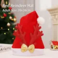 Rode kerstmuts met rendiergewei, volwassen maat pluche vakantie feest kostuum decoratie. - Rood Recht Gewei Muts (Volwassenen)
