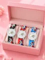 Set di orologi a tema calcio per bambini con tre cinturini in silicone colorati. - Set di Tre Orologi in Tre Colori (ZH-A09912) / Set Senza Scatola
