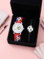 Set orologio da calcio per bambini con cinturino 3D e quadrante al quarzo in elegante confezione. - Orologio a Lancette Bicolore Rosso Blu con Braccialetto Intrecciato (ZH-A09912-1) / Set Senza Scatola