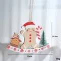 Christmas wooden gingerbread man hanging ornament with candy cane and tree for holiday decor - Wheel Gingerbread Man / Style 2 (1 Piece)
