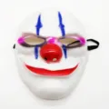 White clown costume mask with red smile and blue stripes for Halloween party cosplay props. - Blue Stripe Clown Mask