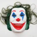 Horror Joker costume mask with green hair for Halloween party and cosplay events stage props. - Joker Mask with Green Hair