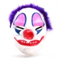 Halloween scary clown mask with purple feather, party costume prop for stage and cosplay. - Clown Mask with Purple Hair
