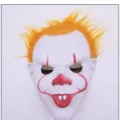 Horror clown mask with orange hair for Halloween party, cosplay costume, and stage props. - Fanged Horror Clown Mask