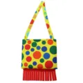 Colorful clown shoulder bag with polka dots and fringe for carnival party and cosplay events. - Clown Pouch
