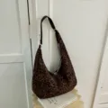 Vintage matte luipaardprint grote schoudertas, stijlvolle casual hobo tas voor de herfst. - Luipaard Bruin