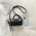 Classic black retro shoulder crossbody bag with elegant buckle and strap for women daily wear. - Black