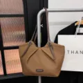 Vintage large capacity brown tote bag for women, stylish shoulder handbag with dual straps. - Turmeric