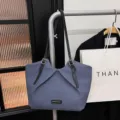Large capacity denim tote bag for women retro shoulder handbag stylish daily casual bag - Blue