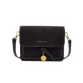 Vintage retro crossbody shoulder bag for women, chic small square bag with metal pendant. - Coffee