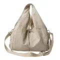 Beige Nylon Umhängetasche, leichte Freizeittasche mit verstellbarem Riemen für Damen. - Gebrochenes Weiß