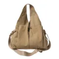Stilvoller Damen Nylon Schultertasche, leichte lässige Tasche mit großem Volumen. - Khaki