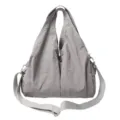 Graue Nylon Umhängetasche für Damen, leichte lässige Crossover Tasche mit breitem Gurt Alltag. - Grau