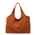 Large capacity casual oxford cloth shoulder bag and handbag in vibrant orange color. - Orange Red