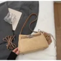 Vintage frosted suede Kelly style underarm bag, stylish retro shoulder crossbody handbag. - Khaki With Pendant