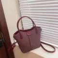 Casual burgundy houndstooth pattern women handbag shoulder and crossbody bag variant style. - Burgundy