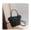 Classic black minimalist casual handbag and crossbody tote bag for women daily fashion style. - Black