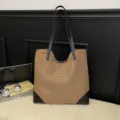 Large capacity suede minimalist tote bag, chic commuter shoulder bag for daily use. - Khaki