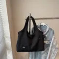 Casual black oxford cloth shoulder bag large capacity multi-functional handbag daily commute tote - Black