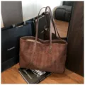 Brown suede diamond quilted tote bag, vintage commuter shoulder bag with large capacity. - Brown No Pendant