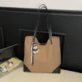Large capacity suede tote shoulder bag casual commuting underarm bag for women daily use - With Pendant / Khaki