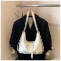 White PU leather solid convertible backpack minimalist casual shoulder underarm bag for autumn - No Pendant / White