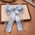 Elegante molletta per capelli con fiocco azzurro in organza e raso stile balletto da donna - Blu