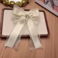 Elegante molletta per capelli con fiocco in raso e organza stile balletto per donne e ragazze - Beige