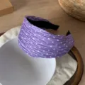 Cerchietto per capelli largo plissettato a pois viola, variante fascia in tessuto carino quotidiano. - Puntini Viola Bianchi
