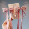 Bambini rosa nastro fermagli per capelli fiocco carino stile cinese fata forcine - Rosa