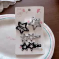 Bonito juego de horquillas de metal negro y plata pinzas de pelo estrella para mujer - X2-344 Juego de 4 Piezas Estrella de la Galaxia