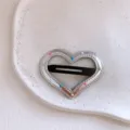 Fermaglio per capelli a forma di cuore argento con pois colorati, graziosa molletta dolce. - Molletta per Capelli a Cuore a Pois