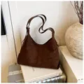 Brown suede shoulder bag for women, large capacity retro hobo handbag, versatile autumn commute. - No Pendant / Coffee