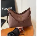 Stylish brown suede shoulder bag for women, large capacity underarm tote bag daily use. - Coffee
