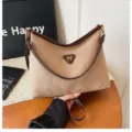 Elegant suede shoulder bag for women, large capacity hobo tote, stylish retro underarm handbag. - Khaki