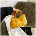 Autumn winter vintage suede patchwork mini handbag yellow chic design crossbody bag - S / Yellow