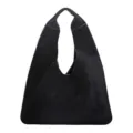 Black slouchy shoulder bag women minimalist triangle tote bag casual commuter handbag - L / Black