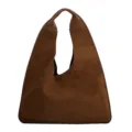 Autumn winter large capacity brown suede hobo shoulder bag retro casual commuter handbag. - L / Brown