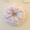 Coletero de pelo de encaje a cuadros coreano dulce con perlas, accesorio coleta mono. - Coletero Gominola Arcoíris